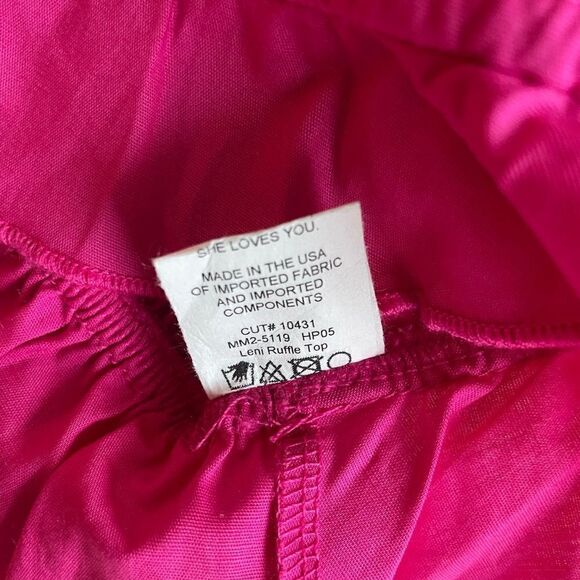 Leni Ruffle Top in Hot Pink Show Me Your Mumu Size S - Picture 7 of 13